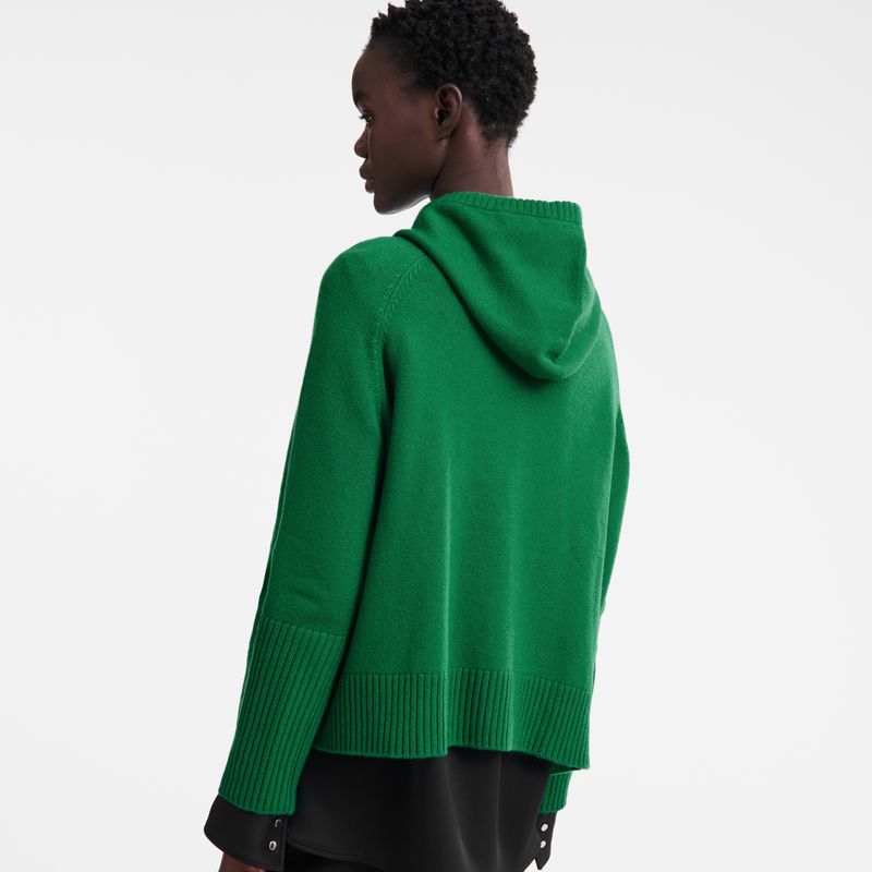 Green - Knit Longchamp Hoodie Women Jumper | AU8591AH