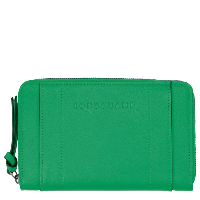 Green - Leather Longchamp 3D Women Wallets | AU7848TC