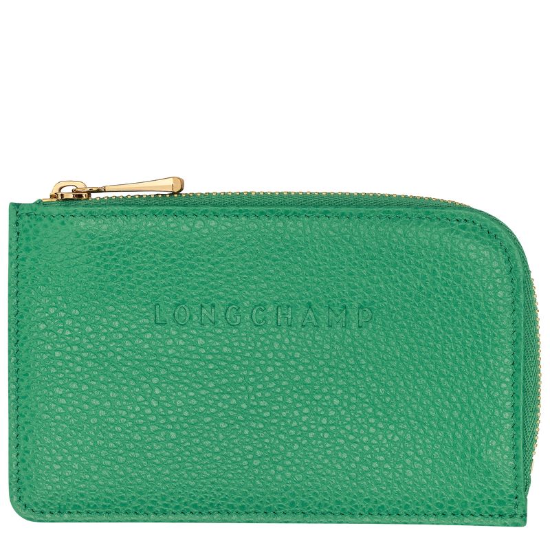 Green - Leather Longchamp Le FoulonnÉ Men Card Holder | AU9044TC