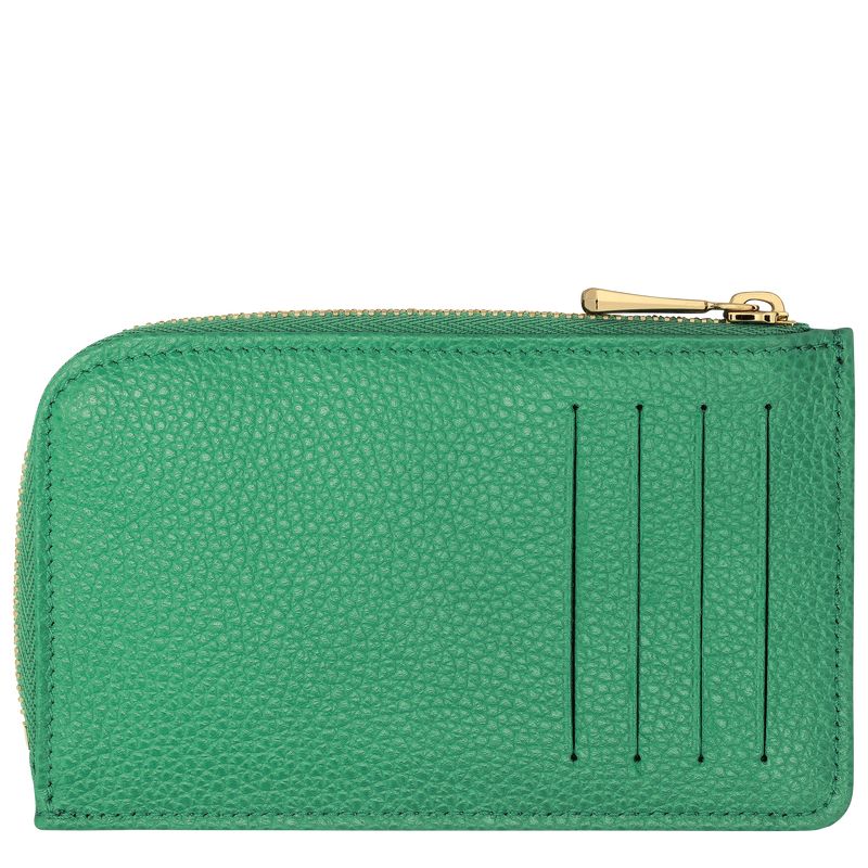 Green - Leather Longchamp Le FoulonnÉ Women Card Holder | AU7892DF