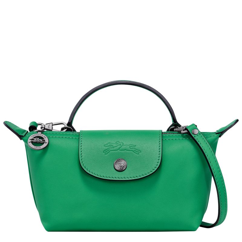 Green - Leather Longchamp Le Pliage Xtra XS Pouch Women Mini Bags | AU7107KO