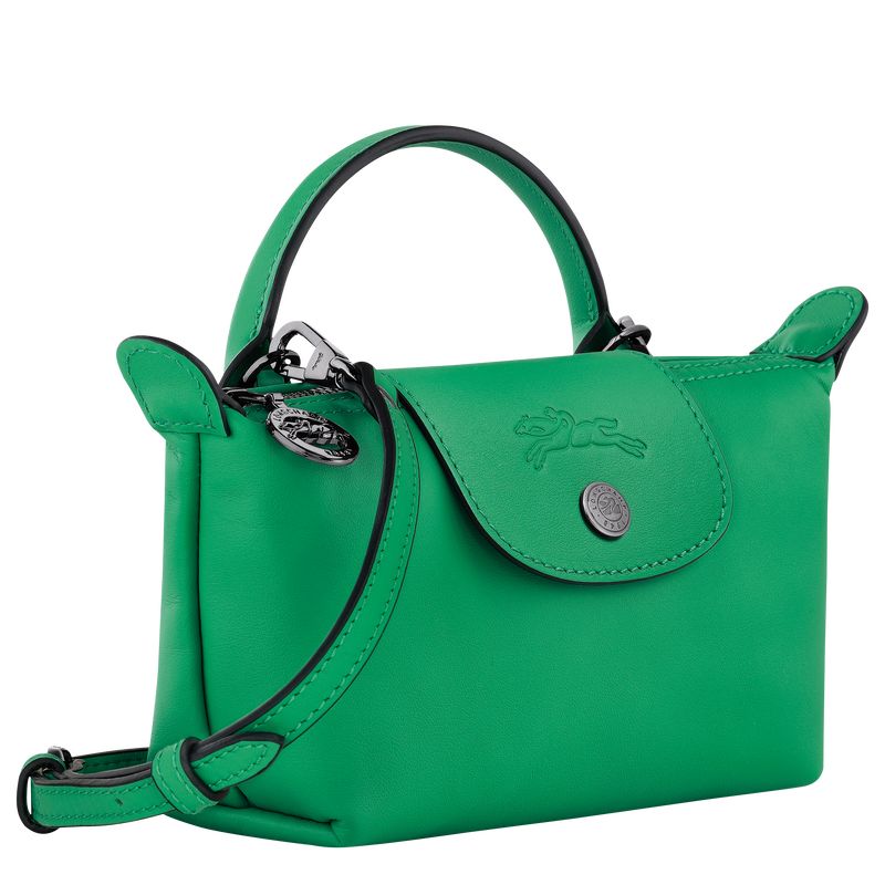 Green - Leather Longchamp Le Pliage Xtra XS Pouch Women Crossbody Bags | AU7401JP