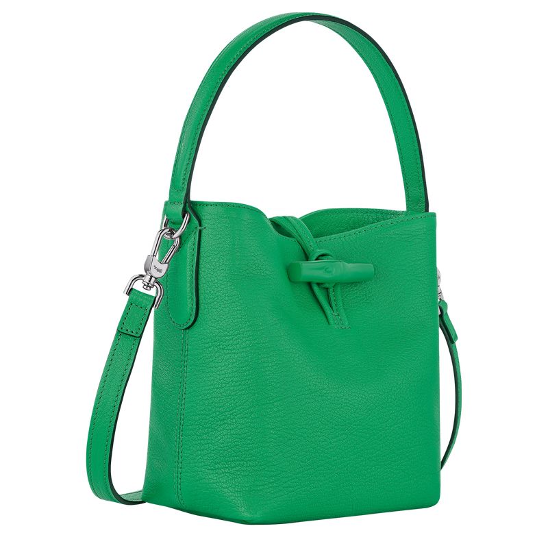 Green - Leather Longchamp Le Roseau XS Bucket Women Crossbody Bags | AU7412NW