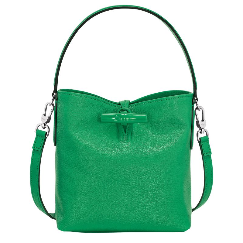 Green - Leather Longchamp Le Roseau XS Bucket Women Crossbody Bags | AU7412NW