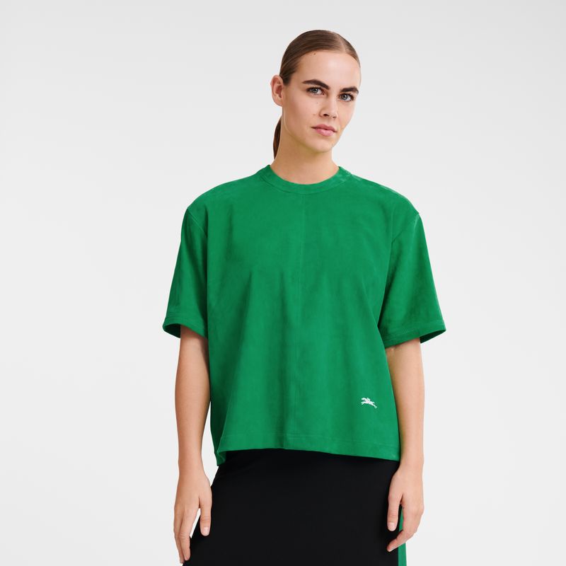 Green - Leather Longchamp Short leather Women Tops | AU8638YX