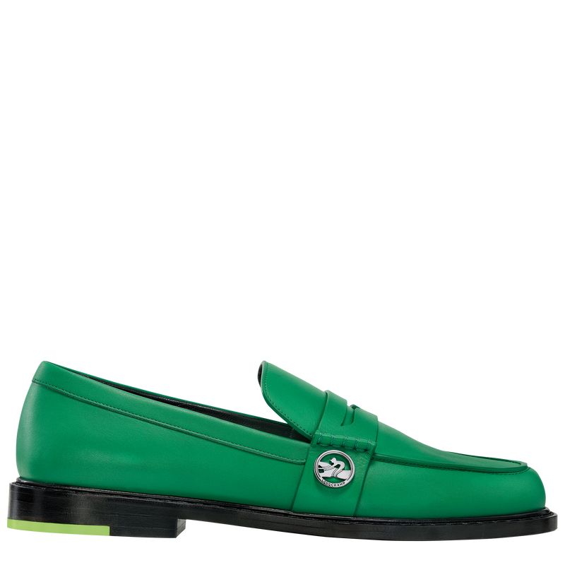 Green - Leather Longchamp Women Loafers | AU8735WN