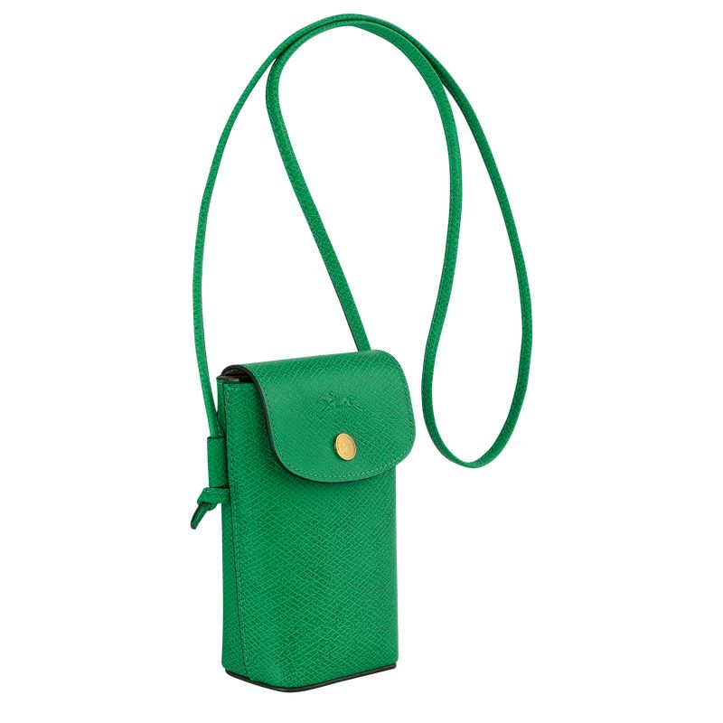 Green - Leather Longchamp Épure with leather lace Women Phone Case | AU7792OK