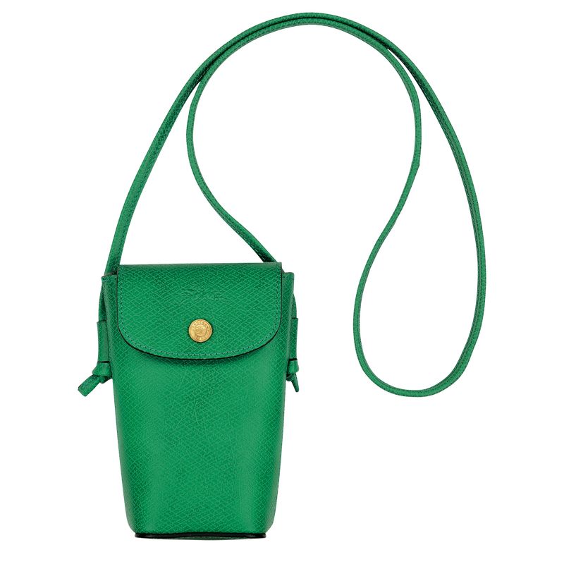 Green - Leather Longchamp Épure with leather lace Women Phone Case | AU7792OK