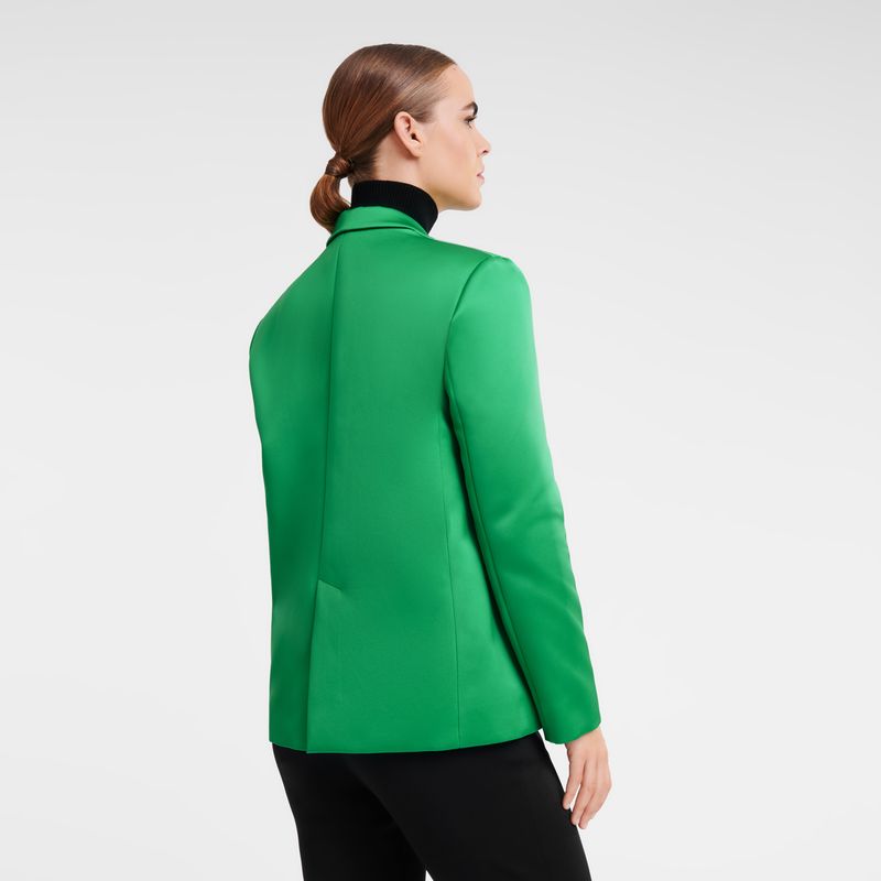 Green - Satin Longchamp Oversize Women Jackets | AU8523YX