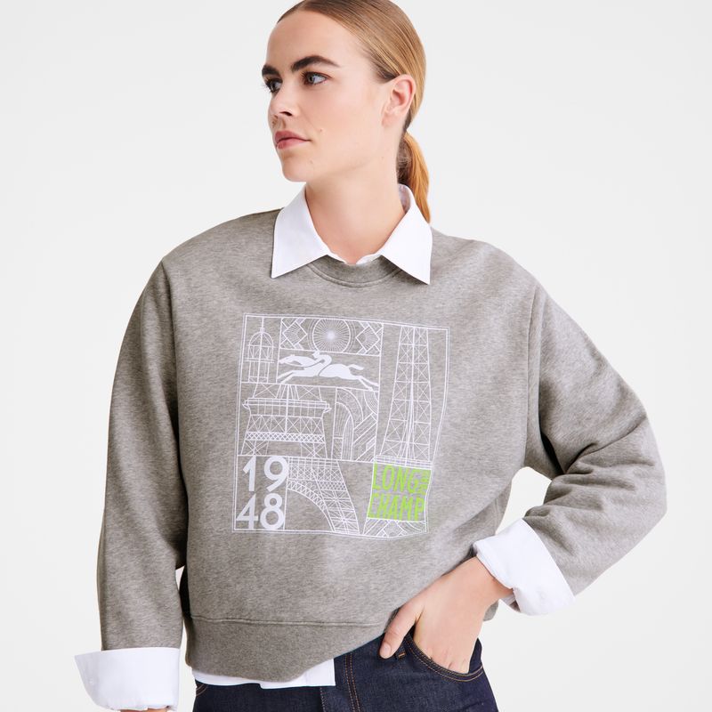 Grey - Jersey Longchamp Women Sweatshirt | AU8579WN