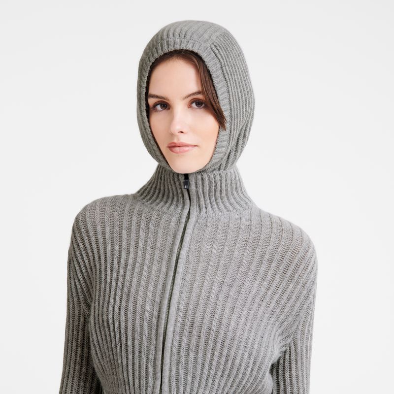 Grey - Knit Longchamp Balaclava Women Hats | AU8208OK