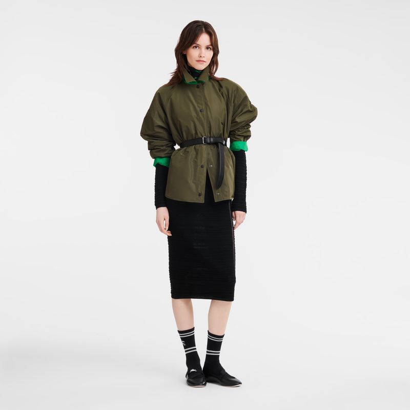 Khaki/Green - Technical taffeta Longchamp Padded blouson Women Jackets | AU8533TC