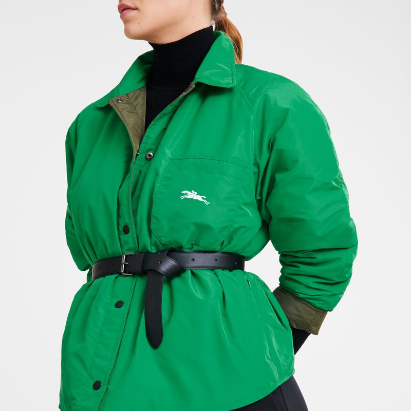 Khaki/Green - Technical taffeta Longchamp Padded blouson Women Jackets | AU8533TC