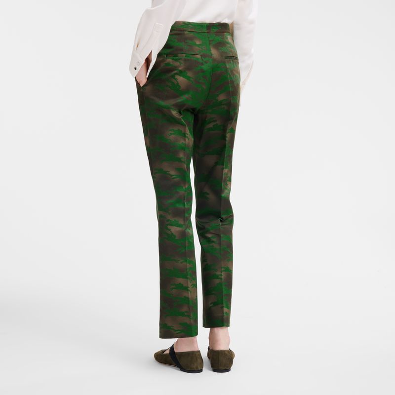 Khaki - Cotton gabardine Longchamp Suit Women Pants | AU8706CT