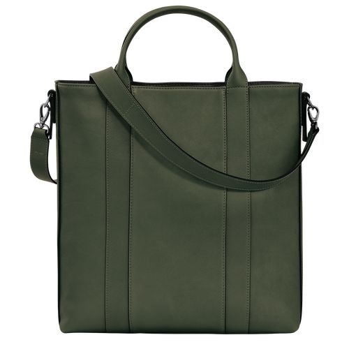 Khaki - Leather Longchamp 3D L Tote Men Handbag | AU8952IL