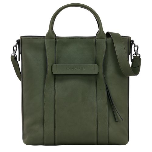 Khaki - Leather Longchamp 3D L Tote Men Handbag | AU8952IL