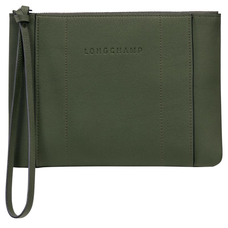 Khaki - Leather Longchamp 3D Men Pouches | AU9094UZ