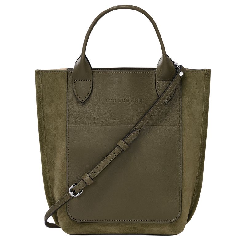 Khaki - Leather Longchamp Cabas XS Tote Women Handbag | AU7215FD