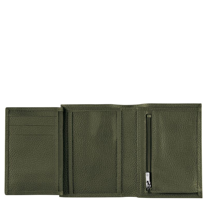 Khaki - Leather Longchamp Le FoulonnÉ Men Wallets | AU8996QM