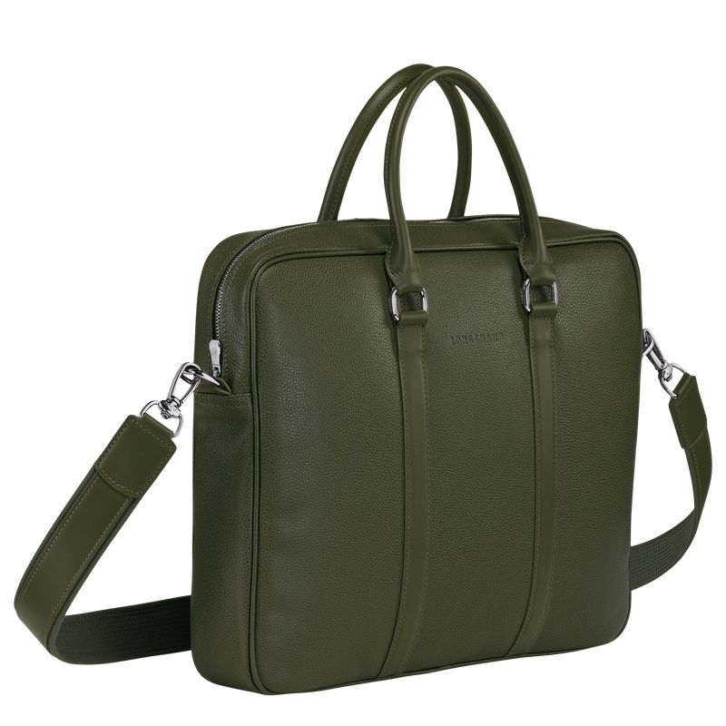 Khaki - Leather Longchamp Le FoulonnÉ S Men Briefcase | AU8779PJ