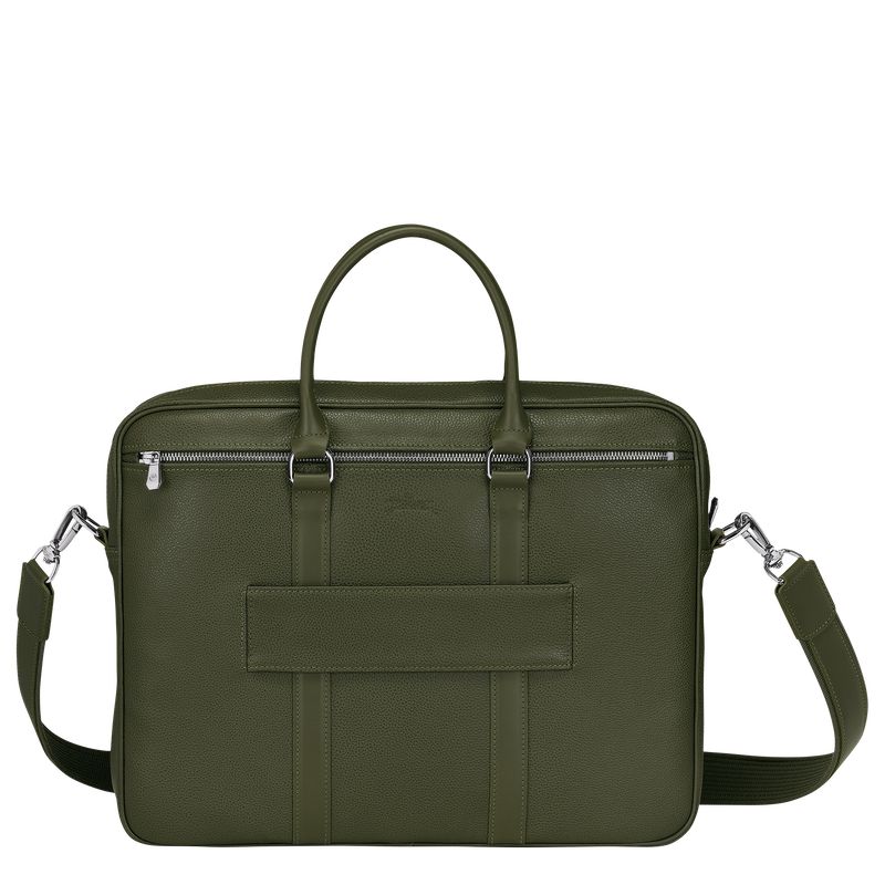 Khaki - Leather Longchamp Le FoulonnÉ S Men Briefcase | AU8779PJ