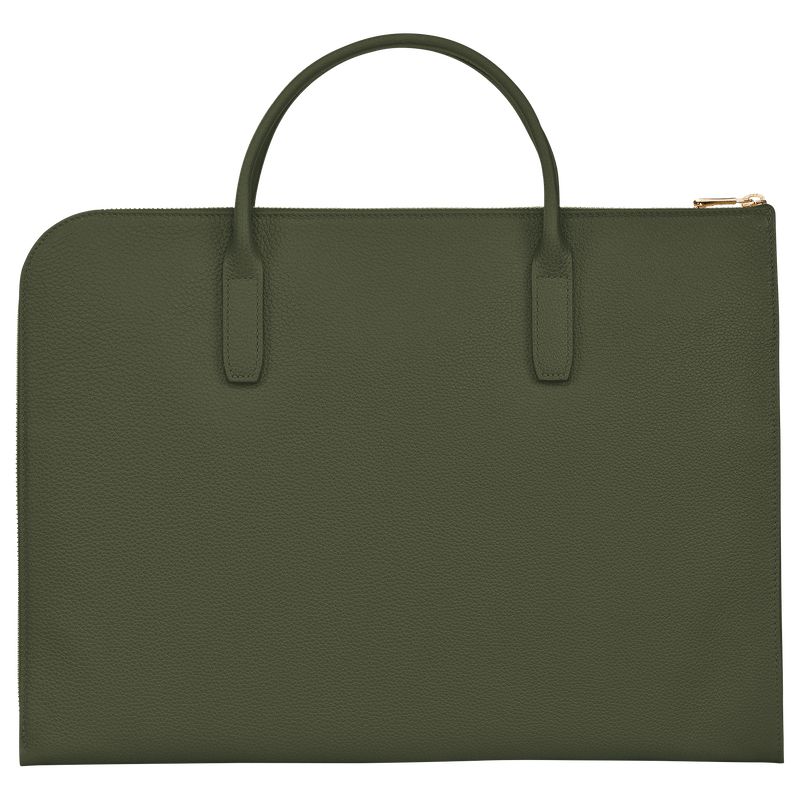 Khaki - Leather Longchamp Le FoulonnÉ S Men Briefcase | AU8782UZ