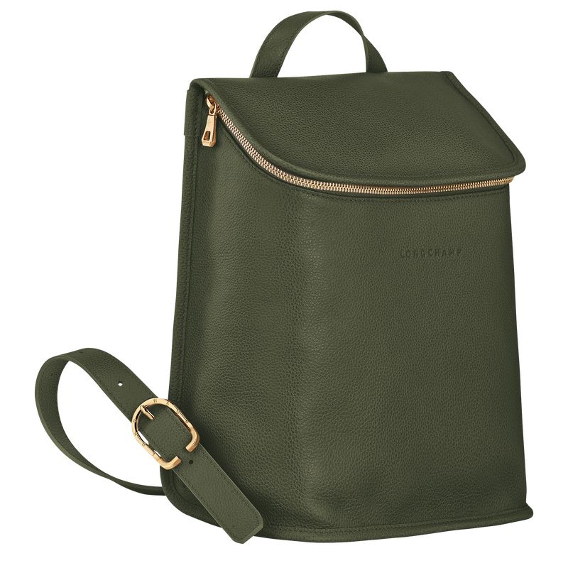 Khaki - Leather Longchamp Le FoulonnÉ Women Backpacks | AU7649TC