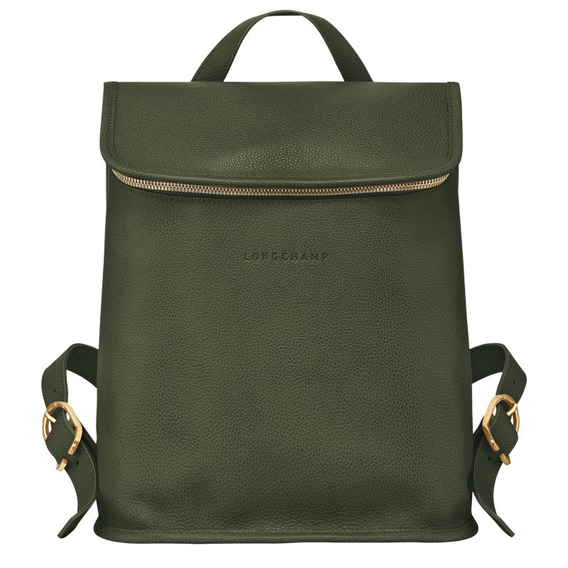 Khaki - Leather Longchamp Le FoulonnÉ Women Backpacks | AU7649TC