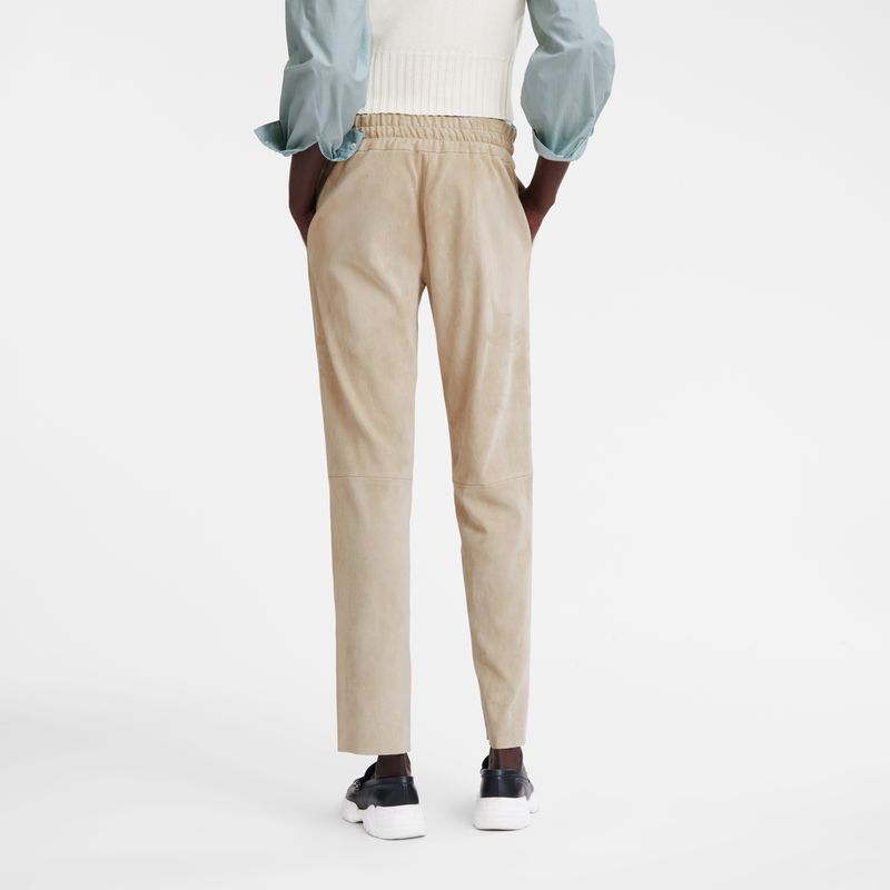 Linen - Leather Longchamp Leather straight Women Pants | AU8702KO