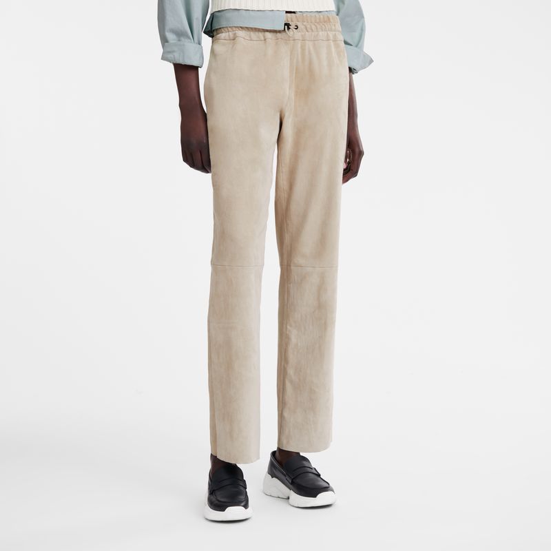 Linen - Leather Longchamp Leather straight Women Pants | AU8702KO