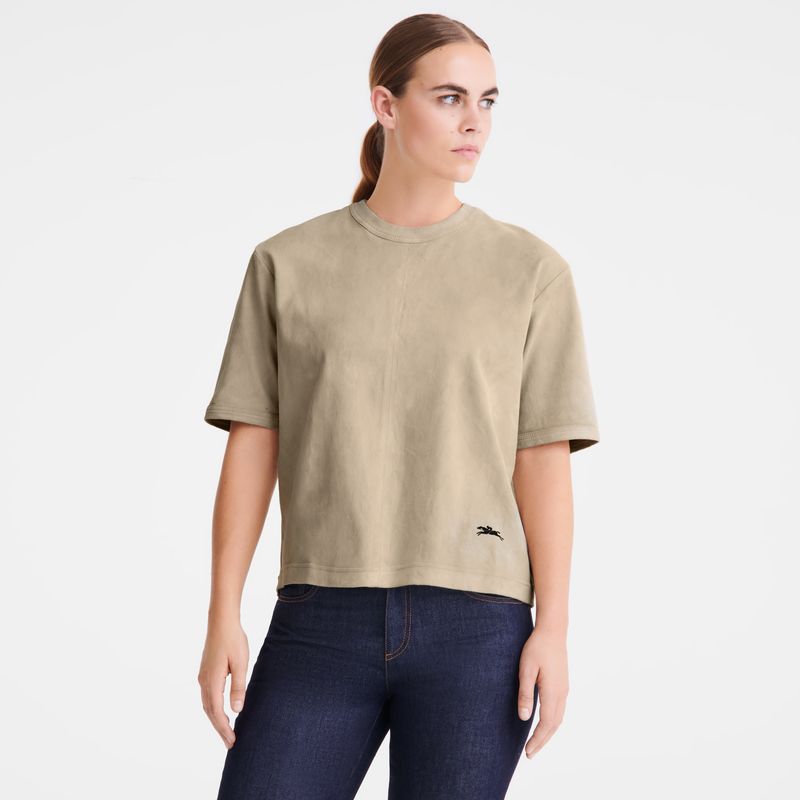 Linen - Leather Longchamp Short leather Women Tops | AU8637TC