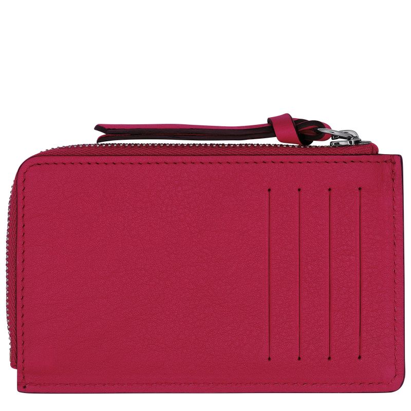 Magenta - Leather Longchamp 3D Women Card Holder | AU7875VR