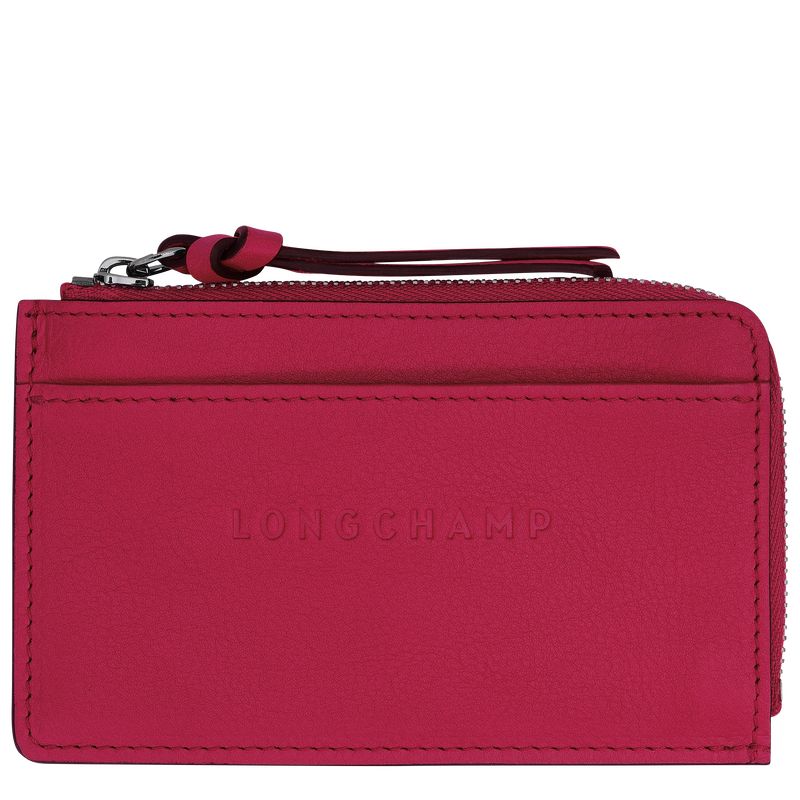 Magenta - Leather Longchamp 3D Women Card Holder | AU7875VR