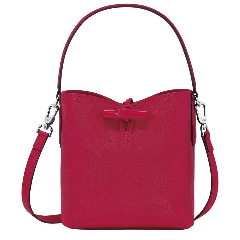 Magenta - Leather Longchamp Le Roseau XS Bucket Women Mini Bags | AU7013IL