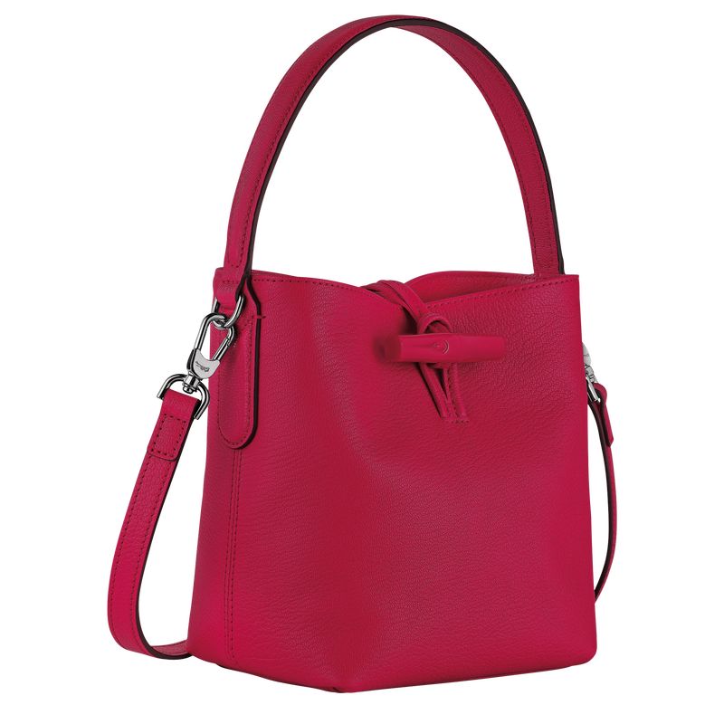 Magenta - Leather Longchamp Le Roseau XS Bucket Women Crossbody Bags | AU7411MQ