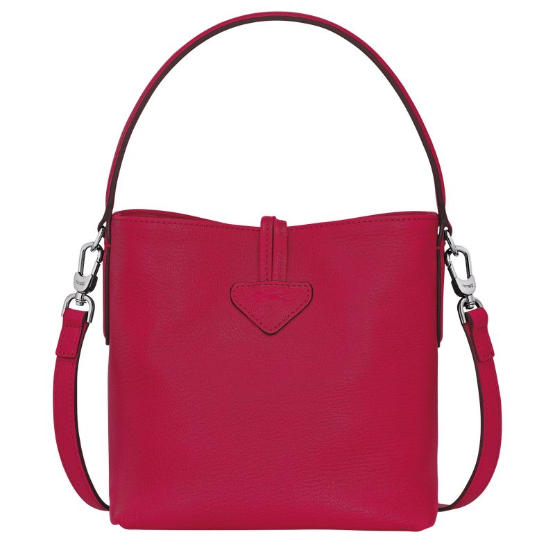 Magenta - Leather Longchamp Le Roseau XS Bucket Women Crossbody Bags | AU7411MQ