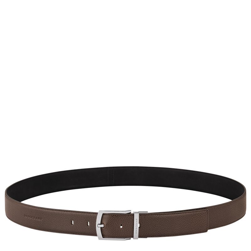 Mocha/Black - Leather Longchamp Le FoulonnÉ Men Belts | AU9319AH