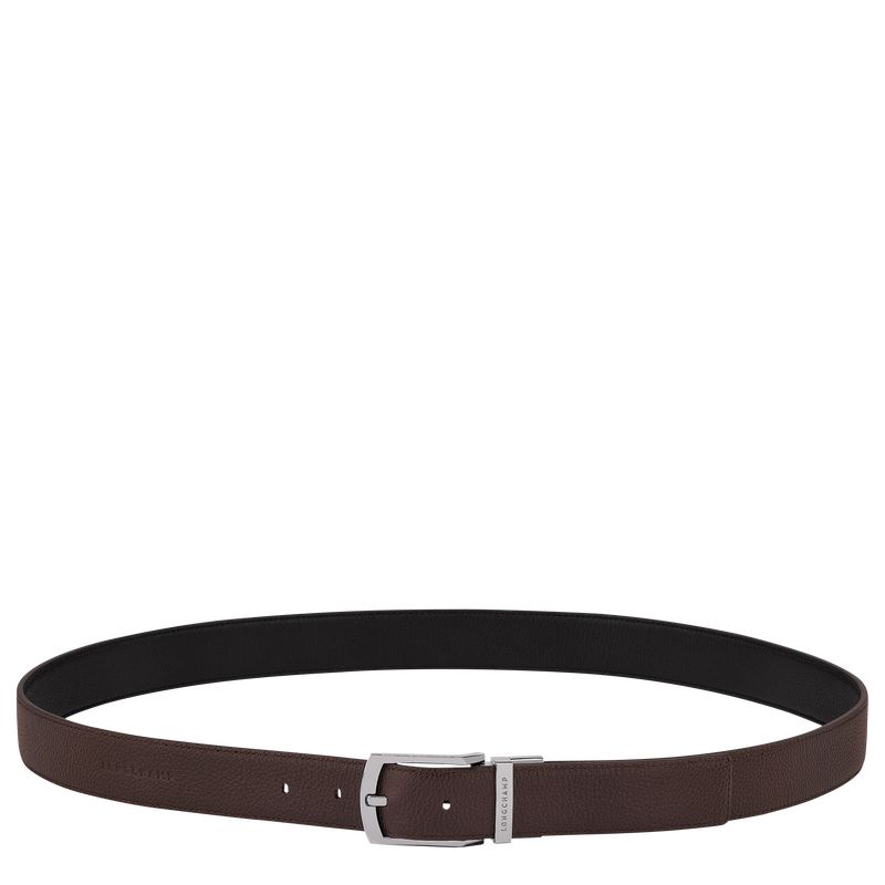 Mocha/Black - Leather Longchamp Le FoulonnÉ Men Belts | AU9323GS