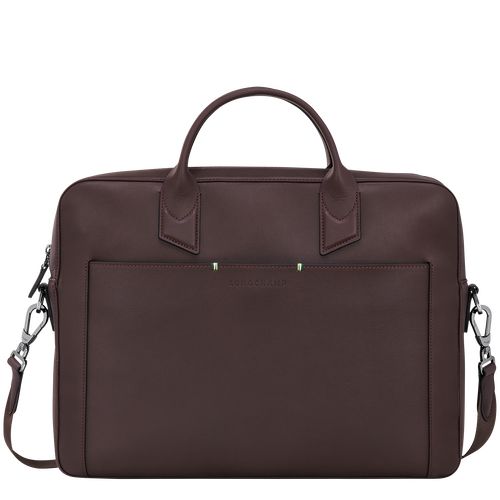 Mocha - Leather Longchamp sur Seine M Men Briefcase | AU8796IL