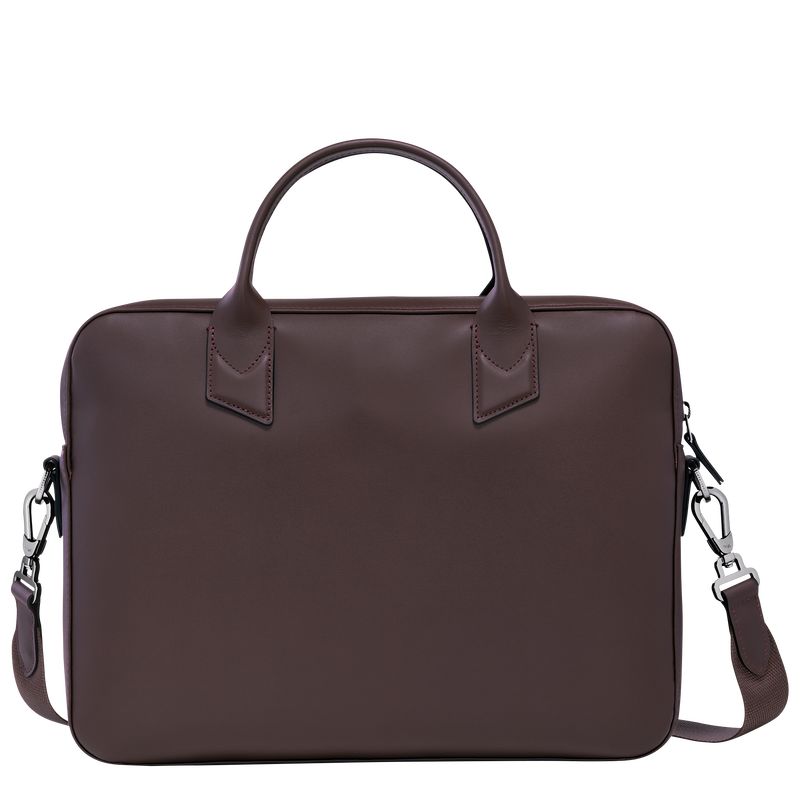 Mocha - Leather Longchamp sur Seine Men Briefcase | AU8760BE