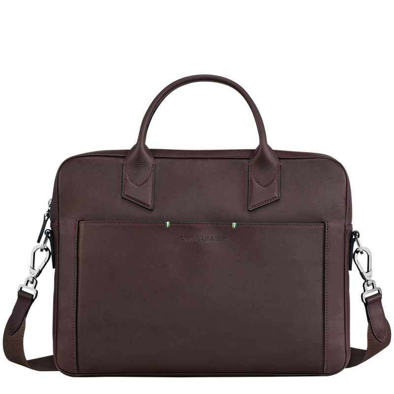 Mocha - Leather Longchamp sur Seine Men Briefcase | AU8760BE