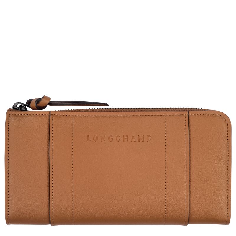 Natural - Leather Longchamp 3D Zip around Men Wallets | AU8993RV