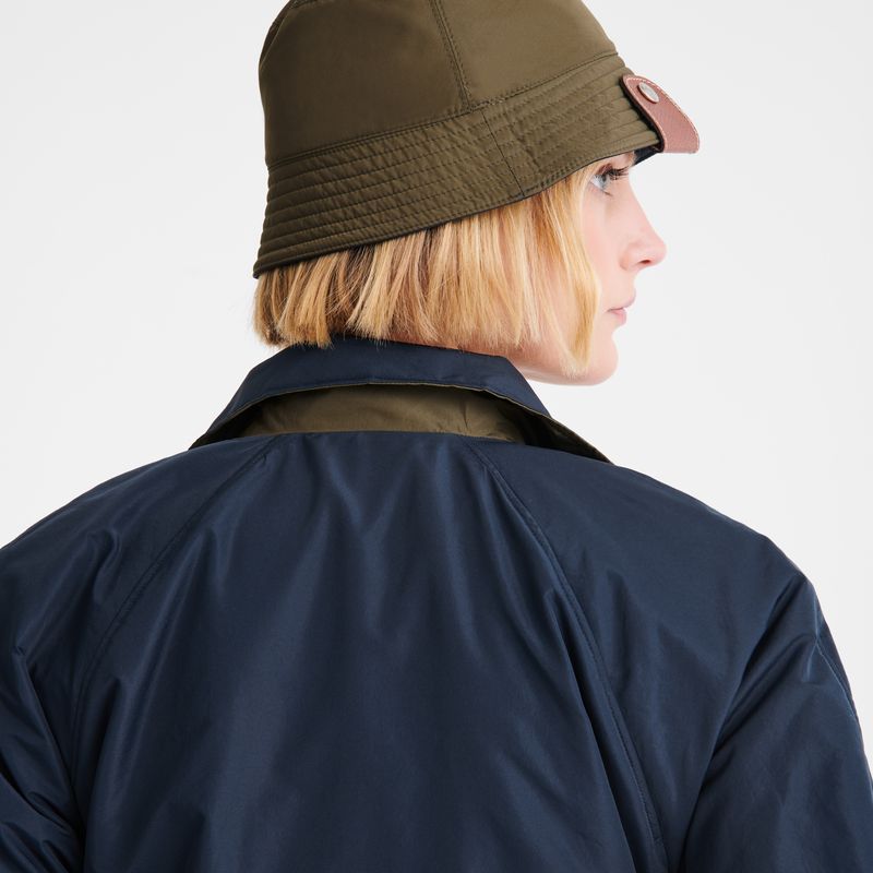 Navy/Artichoke - Technical taffeta Longchamp Padded blouson Women Jackets | AU8551VR