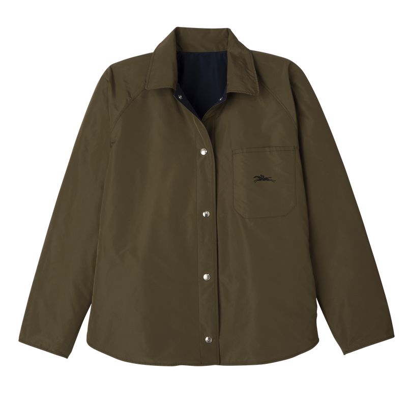 Navy/Artichoke - Technical taffeta Longchamp Padded blouson Women Jackets | AU8551VR