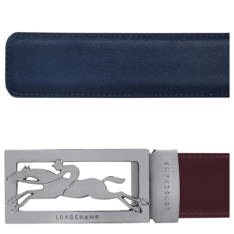 Navy/Burgundy - Leather Longchamp Delta Box Men Belts | AU9301IL