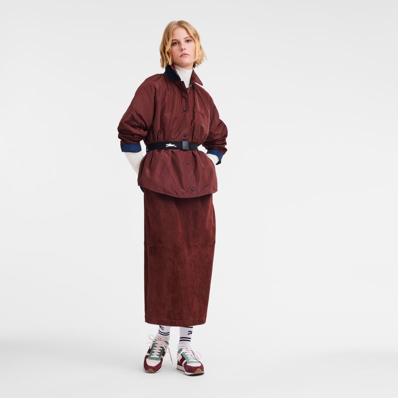 Navy/Burgundy - Technical taffeta Longchamp Padded blouson Women Jackets | AU8532RV