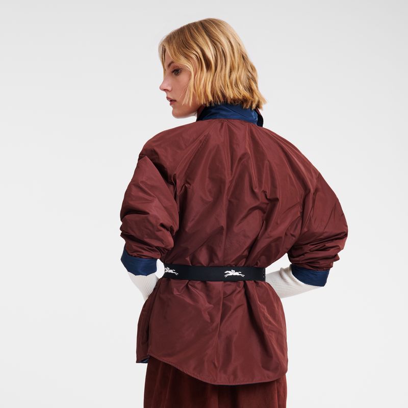 Navy/Burgundy - Technical taffeta Longchamp Padded blouson Women Jackets | AU8532RV