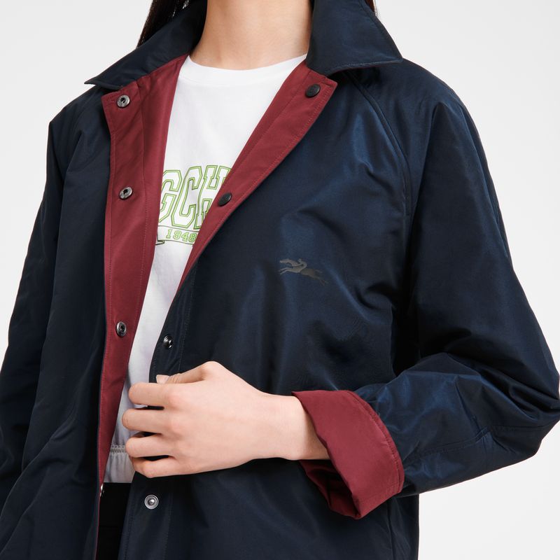 Navy/Burgundy - Technical taffeta Longchamp Padded blouson Women Jackets | AU8532RV