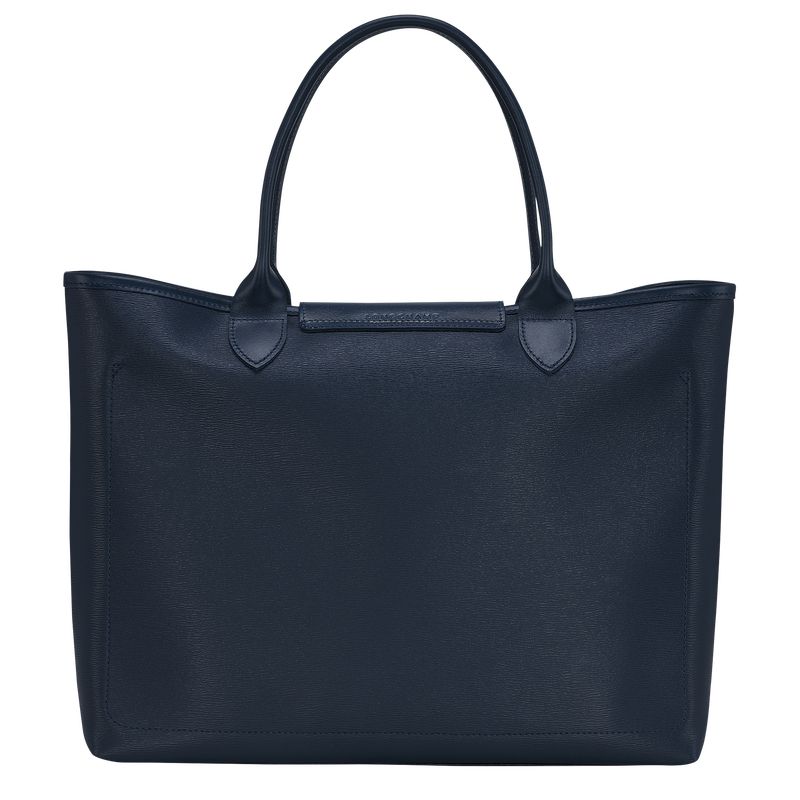 Navy - Canvas Longchamp Le Pliage City L Tote Women Handbag | AU7152NW