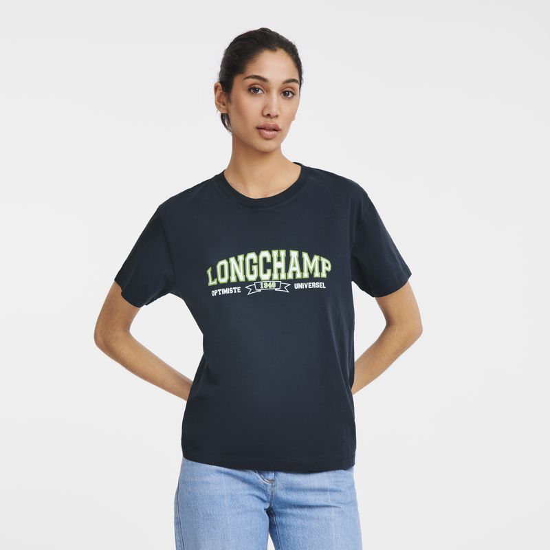 Navy - Jersey Longchamp Women T Shirts | AU8647GS